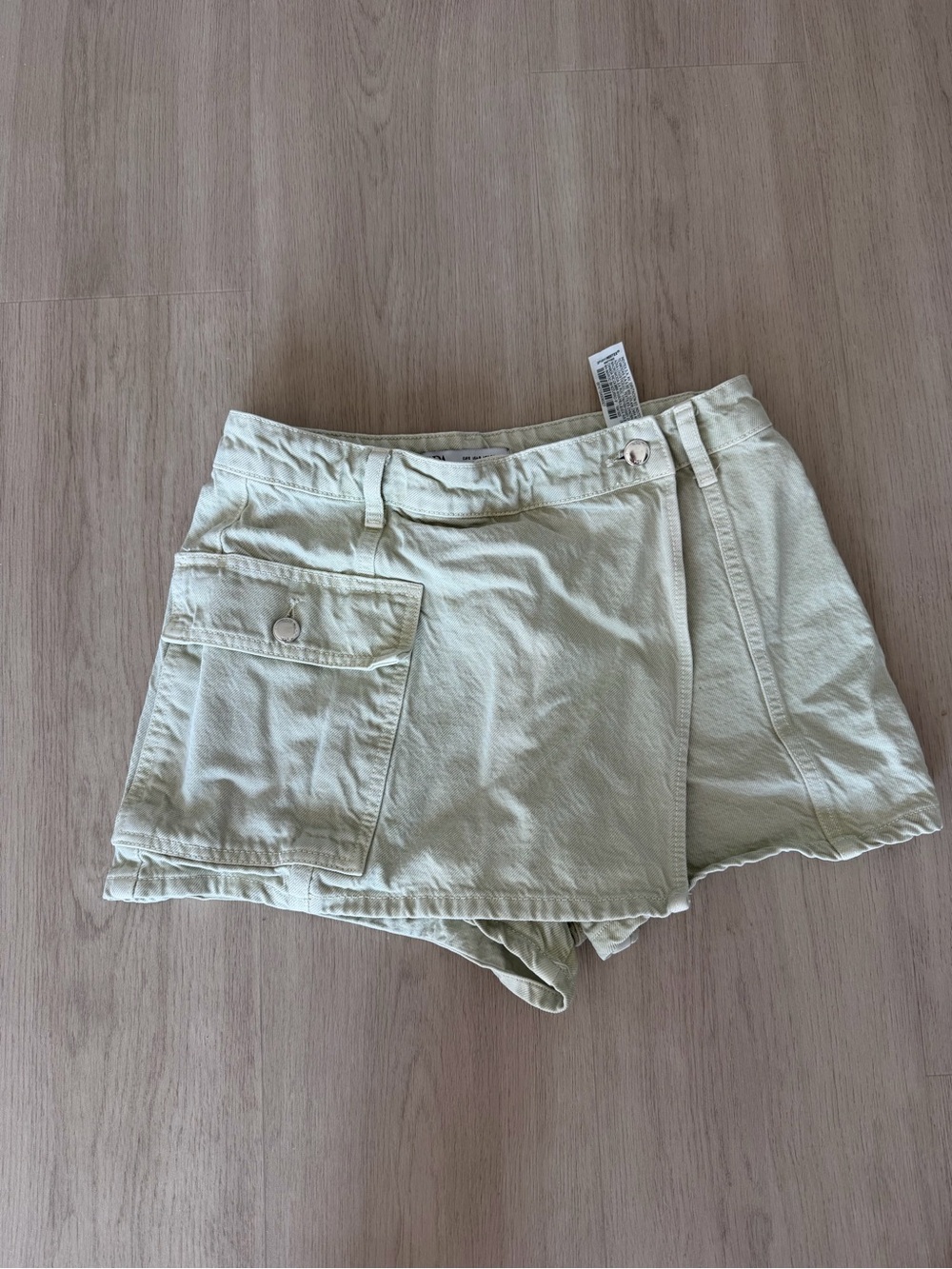 Zara Light Olive Utility Skort - Women's Wrap-Front Shorts